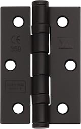 Excel XL965-BLK 3" Matt Black Grade 7 Ball Bearing Door Hinges Pair view 2