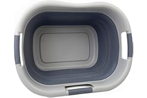 SAMMART 30L (7.9 Gallon) Collapsible Plastic Laundry Basket - Foldable Pop Up Storage Container/Organizer - Portable Washing Tub - Space Saving Hamper/Basket (1, Grey/Dark Grey)