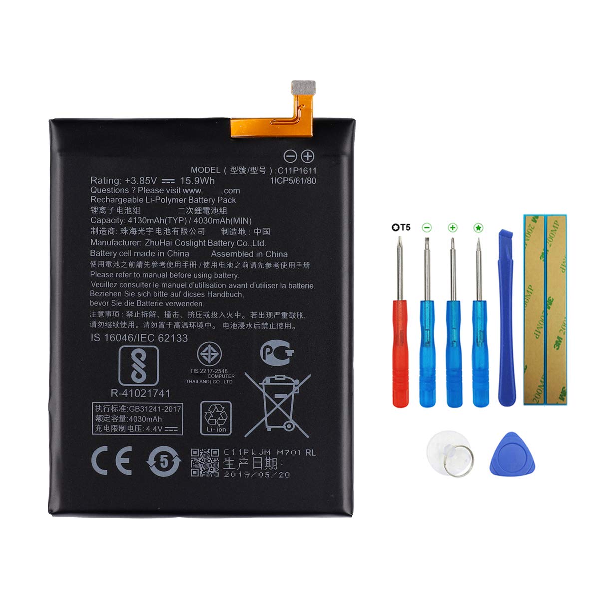 Swark Battery C11P1611 Compatible with Asus Zenfone 3 Max, ZenFone 3 Max 5.5, ZC520TL, ZC553KL with Tools
