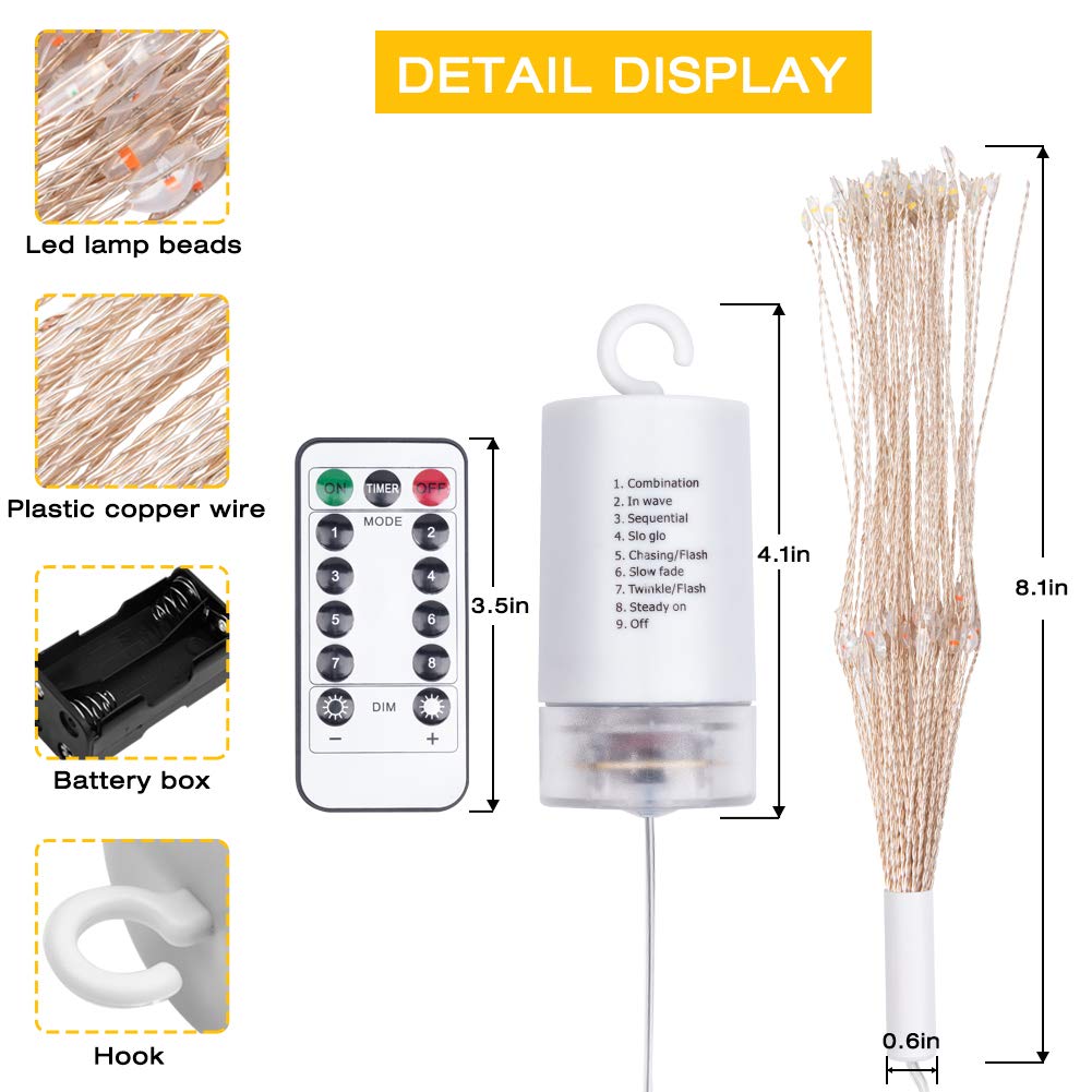 Decorative Lights Christmas LED Light Hanging Fairy Lights 2 Pack Waterproof 8 Modes 120 LED String Lights Starry Lights with Remote Timer Outdoor Indoor Lighting (Multi 2PCS)