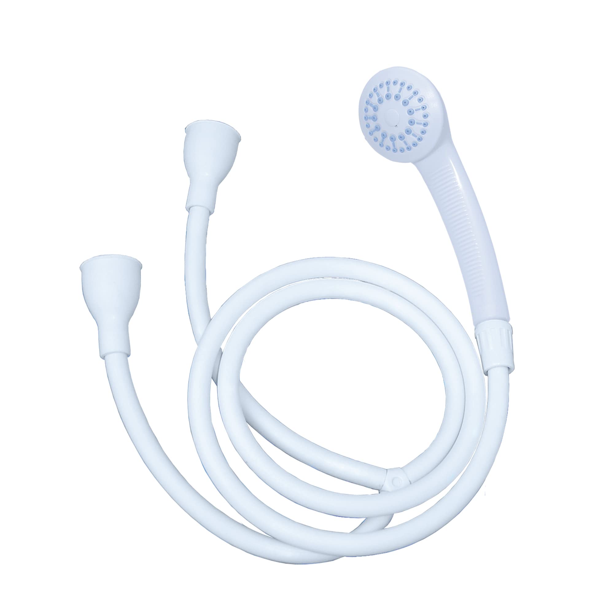 Blue Canyon Lunar Double Tap Shower Spray| Bathroom Accessory| Premium Shower Attachment for Bath taps| Push-on-Fitting| Suitable for Round & Oval Taps| Shower Head for Bathroom| ~1.2 Meters| (White)