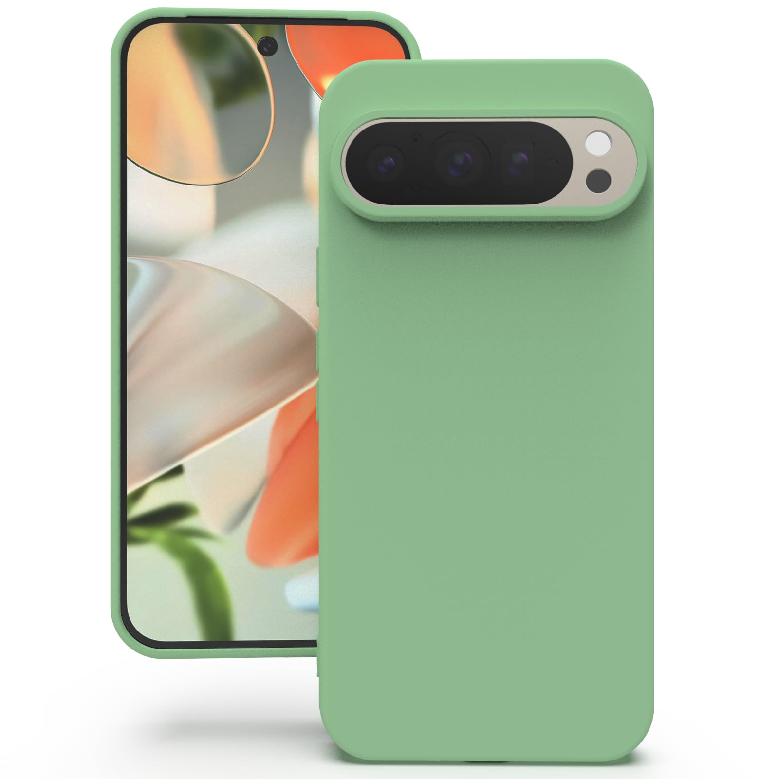 YATWIN Silicone Case for Google Pixel 9/9 Pro, Soft-Touch, Shockproof, DustProof, Antiskid Phone Cover for Google Pixel 9/9 Pro - Mint Green