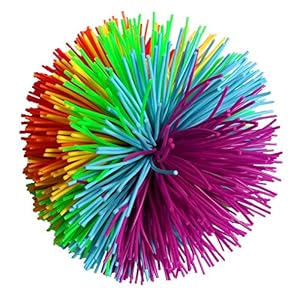 3.2Inch Colorful Stringy Ball,Thick Silicone Bouncing Fluffy Jugging Ball Monkey Stress Ball Office Stress Toys