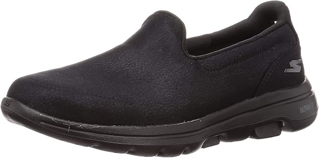 skechers black slip on trainers