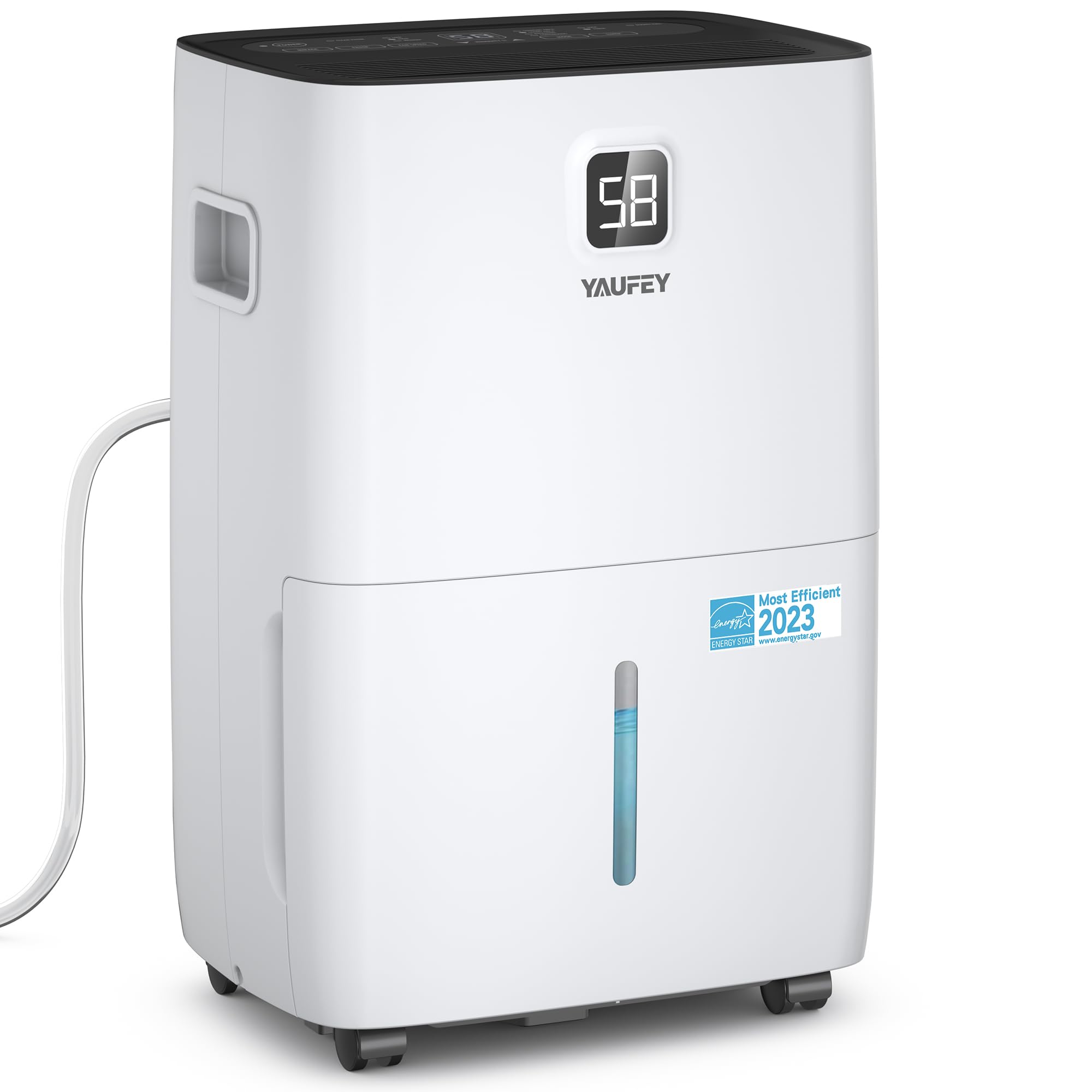 Yaufey 80 Pints Energy Star Dehumidifier for Home, Basement and Large Room up to 5500 Sq. Ft., with Drain Hose, Timer, Intelligent Humidity Control and Large Water Tank Image