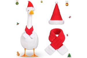 Dansydaisy Christmas Porch Goose Outfits for 23"/17'' Statue Xmas Hat Lawn Plastic Cement Goose Statue Clothes Costume for Garden Christmas Decoration Party Patio Yard Outdoor(Scarf Style)