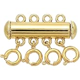 uxcell Layering Necklace Clasp Necklace Connector 4 Strands Slide Tube Lock Clasp for Layered Bracelet Necklace Jewelry Making, Gold