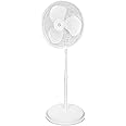 HomePoint 16 Inch Standing Oscillating Pedestal Fan with Adjustable Height and 3 Speeds for Living Room, Office, Basement, or Bedroom, White