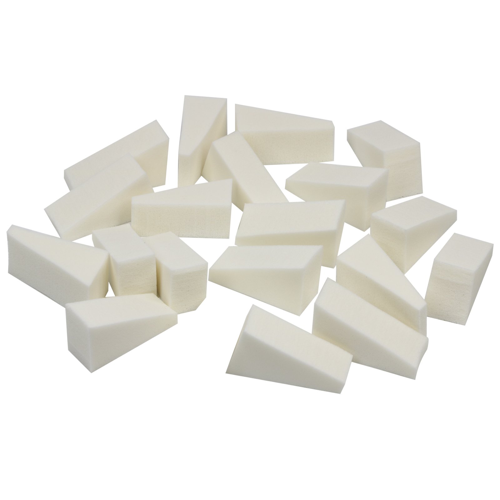 20 Pcs x Makeup Sponge Wedges - Shaped Latex-Free Beauty Blender for Cosmetic Application - Professional Foundation Blending and Nail Art - White - By TRIXES