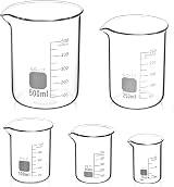 QWORK Glass Beakers Set of 5 25ml 50ml 100ml 250ml 500ml Borosilicate view 2