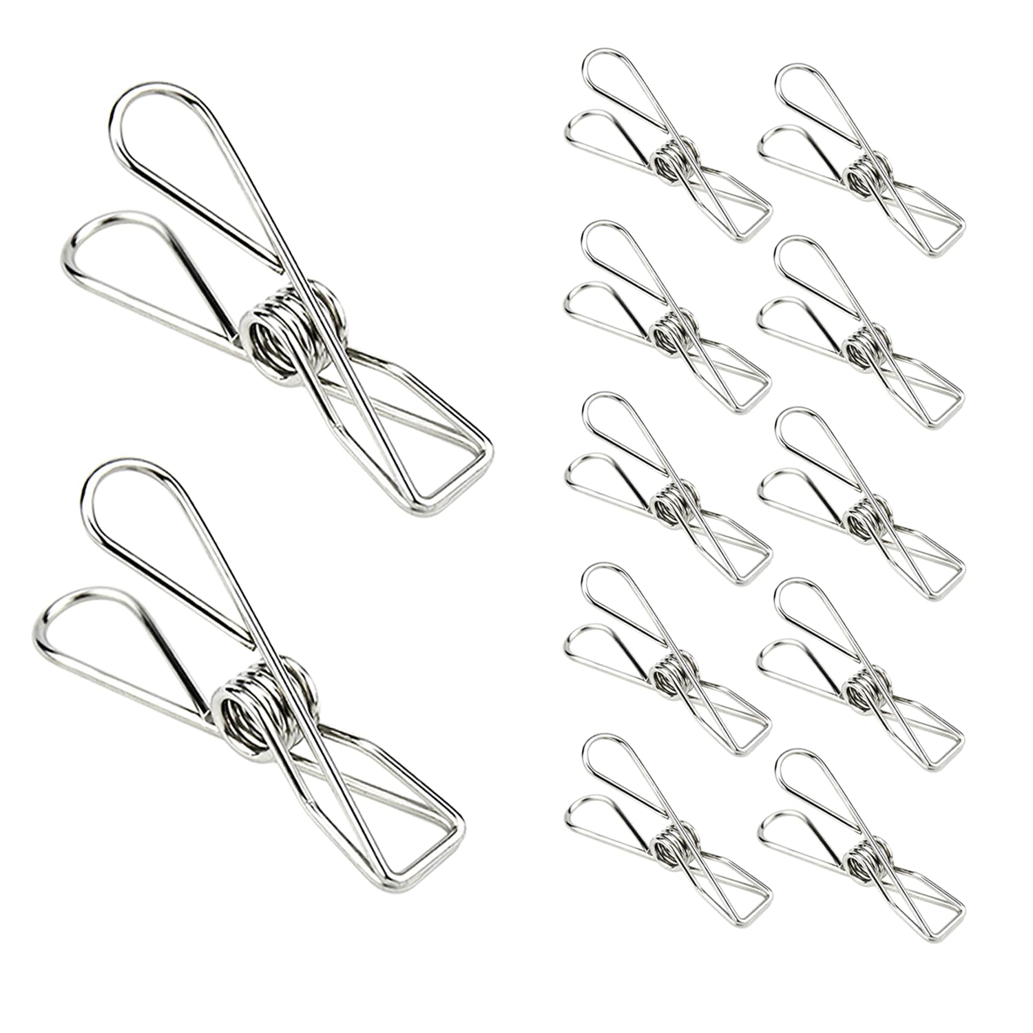 BONYCUST Stainless Steel Strong Laundry Pegs, 50 Pcs Clips for Washing Line, Metal Clothes Pegs for Clothes, Snack Bags, Socks, Office