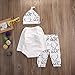 Baby Boy Girl Suit for Baby Shower Deer Print Long Sleeve Romper+Long Pants+Hat (12-18months, White)