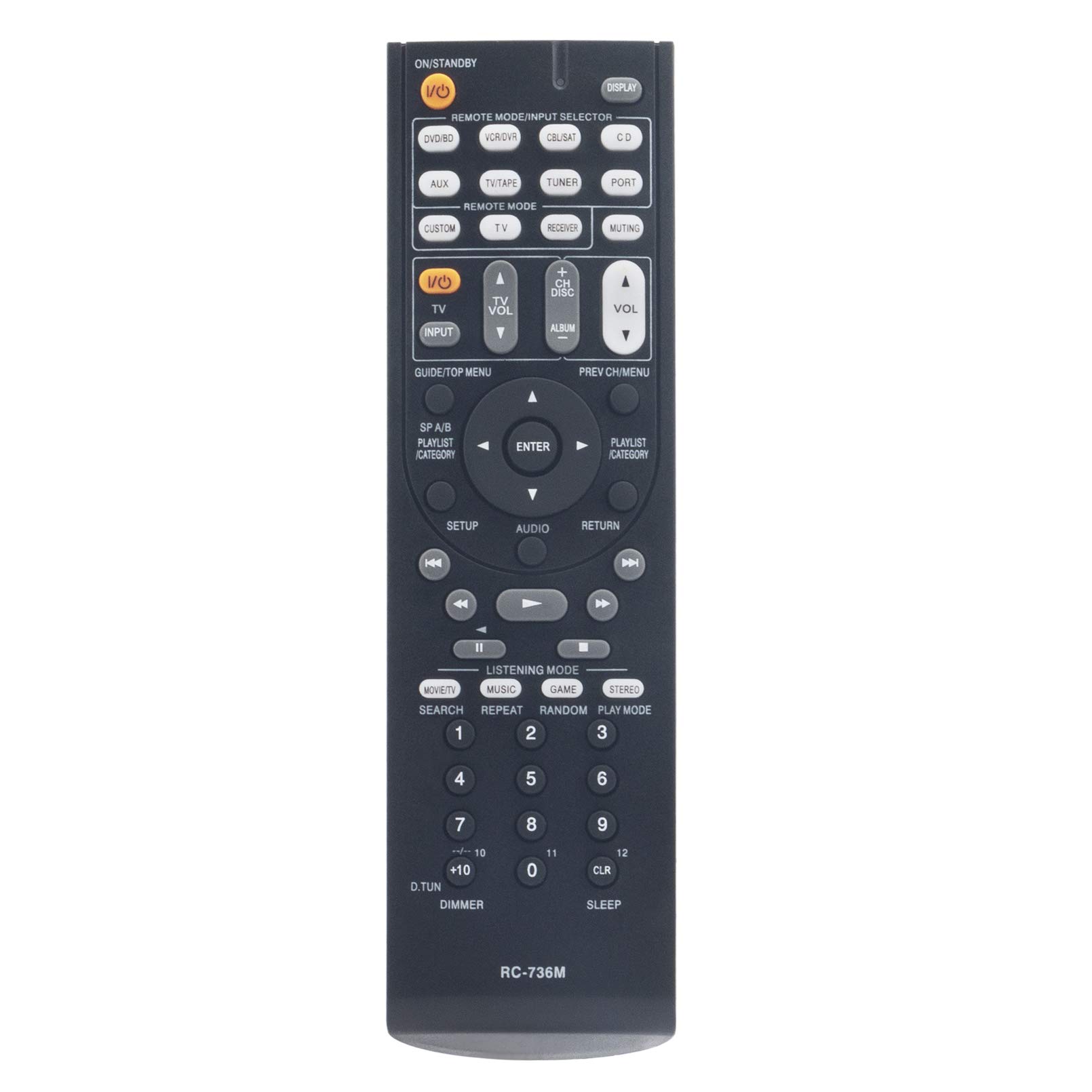 New RC-736M Remote Control Replacement for ONKYO AV HT-R370,HT-R518,HT-R670, HT-RC160,HT-S3200, HT-S6200,HT-S7200,TX-SR307, TX-SR307S, TX-SR507,TX-SR507B,TX-SR507S,TX-SR508,TX-SR577,TX-SR607,TX-SR607S