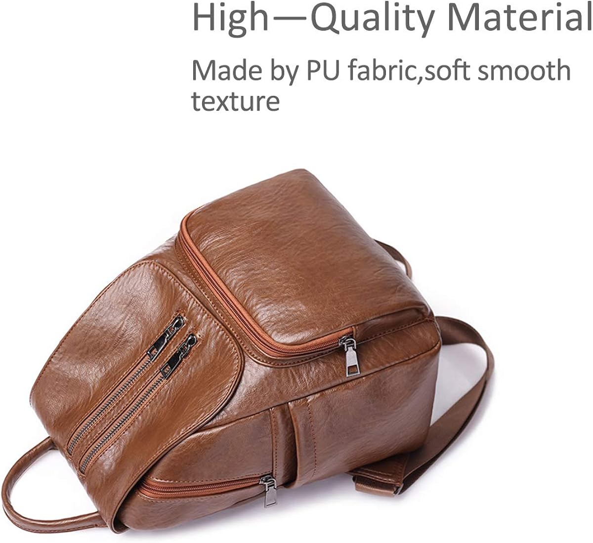 NICOLE & DORIS Woman Backpack Handbag Casual Daypack Fashion Backpack for College Ladies Rucksack PU Leather Brown - Image 4