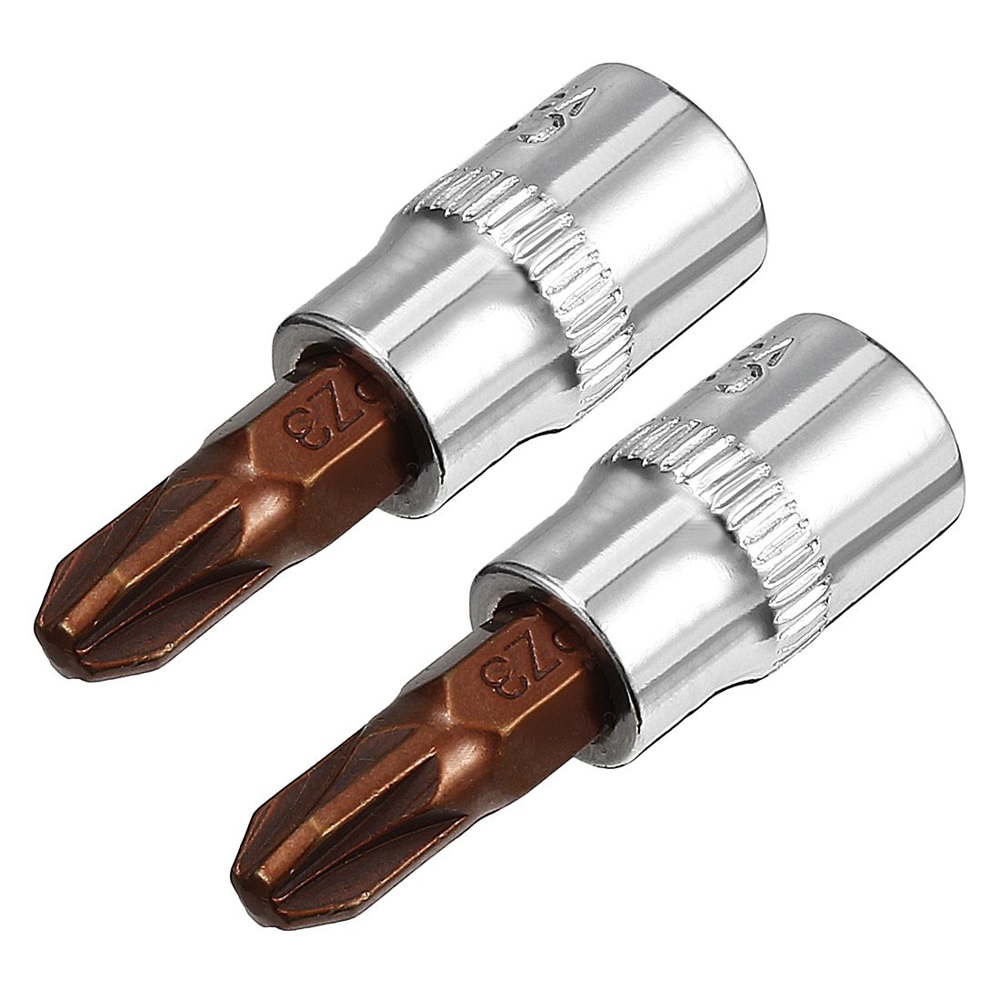 Sourcingmap 2pcs 1/4" Drive x PZ3 Bit Socket, S2 Steel Bits CR-V Sockets 1.5" Length Use with Ratchet Wrench, Slide Bar, Extension Rod