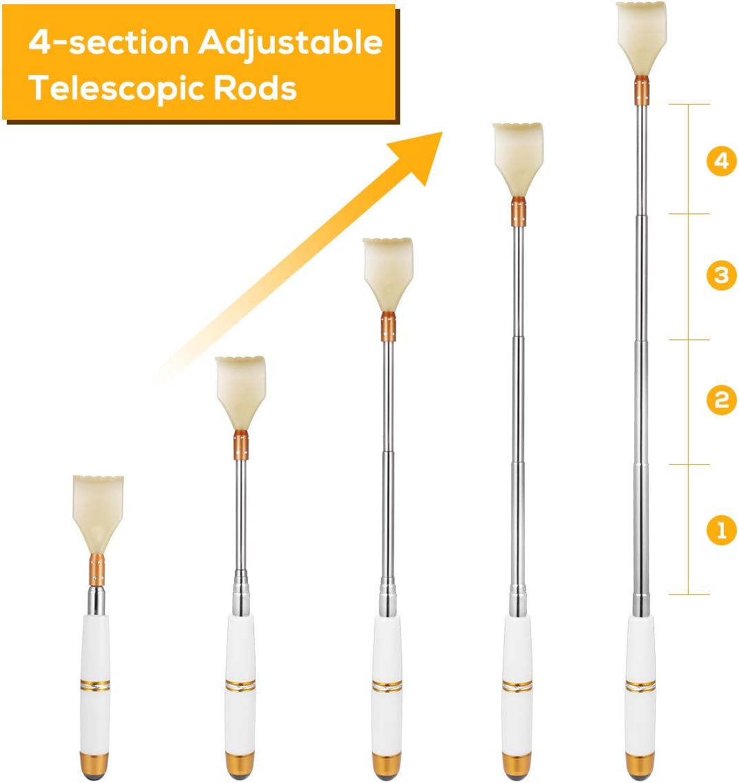 Healifty Extendable Back Scratcher Tool for Men Telescoping Body Scratcher Massage Stick Function for Head Shoulder and Hand Relief for Elderly Use - Image 3
