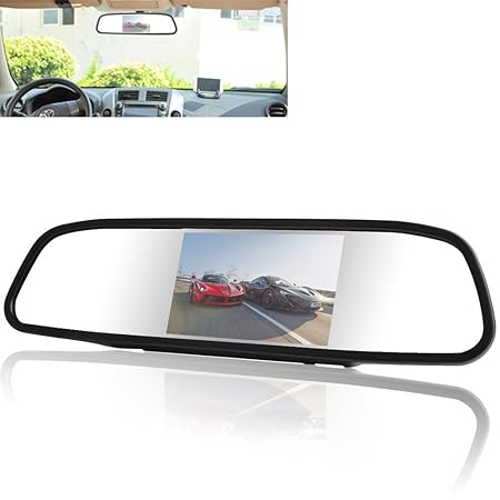 YMPA 12,7 cm - 5 Zoll inch LCD TFT Video Monitor Rückspiegel Innenspiegel Spiegel für Rückfahrkamera Rückfahrsystem 12V Auto 