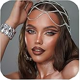 StoneFans Rhinestone Mesh Headpiece Cap Silver Roaring 20s Crystal Flapper Head Chain Bridal Party Hair Accessories for Women Girls (Silver)