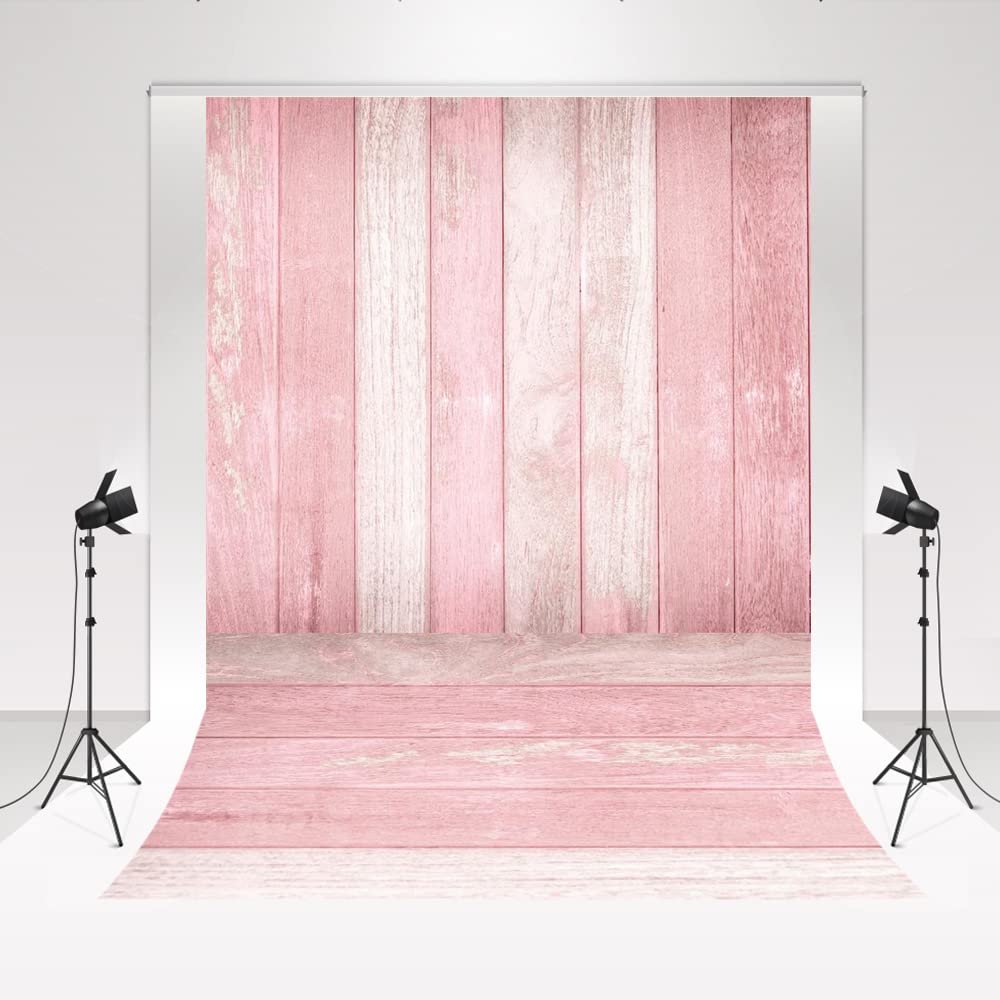Kate Wood Backdrop 1.5x2.2m/5x7ft Baby Pink Studio Background Soft Thick Fiber Photo Booth for New Born Wooden Collapsible Background Wedding Photography Props