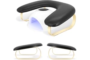 WENXINTEK U Shaped Arm Rest for Nails Tech,Soft Manicure Nail Arm Rest,Big Microfiber PU Leather Nail Armrest Stand for Acryli Nails Art Manicure Salon Home Use,Removable Legs (Black)