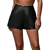 Milumia Women's Sexy Faux PU Leather Mini Shorts Vintage High Waisted Going Out Shorts