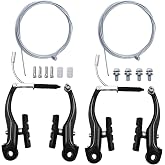 Hmseng Complete Bike Brakes Set, Front and Rear Brakes Calipers, Include Inner and Outer Cables and Bike Brake Levers for MTB Road Bicycle-Black