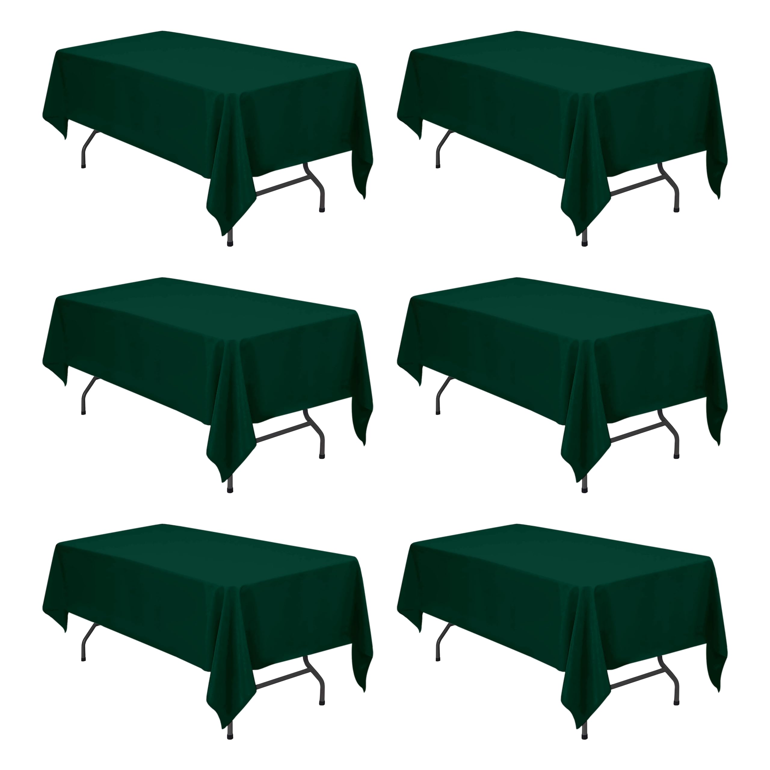 Photo 1 of BRILLMAX 6 Pack Hunter Green Tablecloths for 6 Foot Rectangle Tables 60 x 102 Inch - 6ft Rectangular Bulk Linen Polyester Fabric Washable Cloth Cover for Wedding Reception Banquet Birthday Party