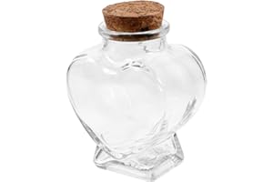 Alipis Heart Shaped Bottle with Cork Stopper 3.34X2.36X1.57 Inch Mini Glass Jar for Wedding Favors Diy Wishing Jar and Small 