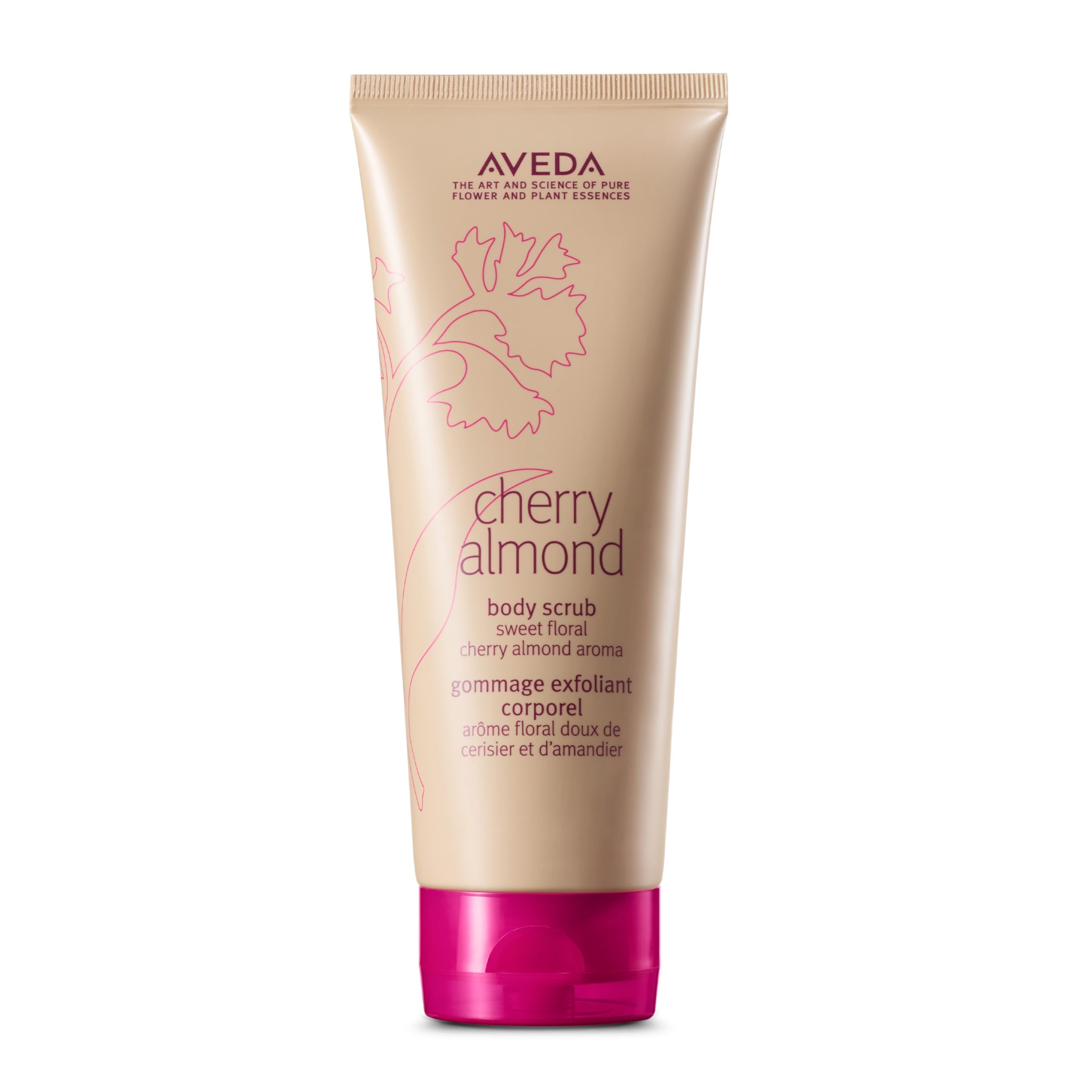 Aveda Cherry Almond Body Scrub | with Sweet Almond Oil, Cherry Blossom Extract | Sweet Floral Aroma of Tonka Bean, Certified Organic Orange, Ylang Ylang | 98% Naturally Derived*, 200ml