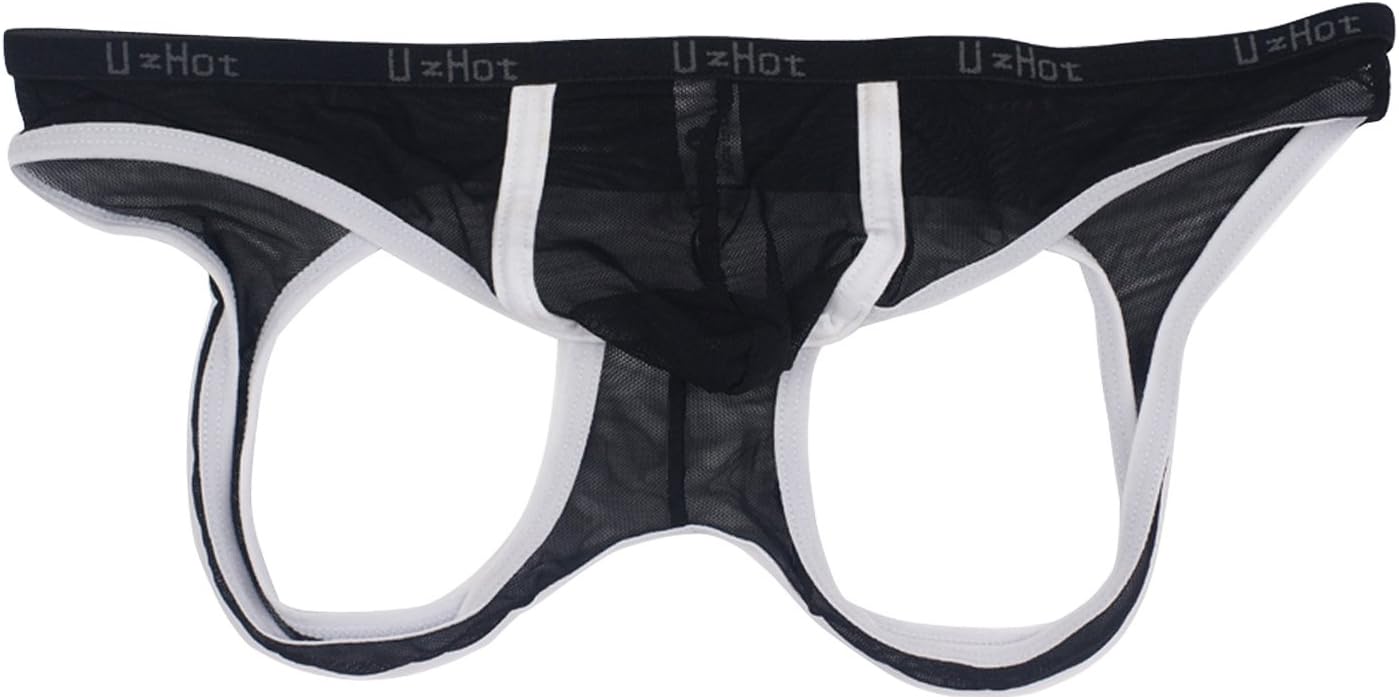 UzHot Men's Low Rise Thong Sexy T-Back G-String Mens Underwear Mesh Briefs 1/3/4 Pack