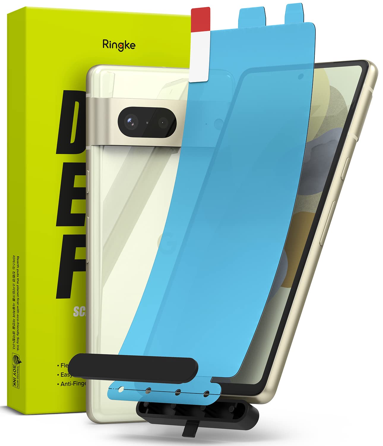 Ringke (2 Pack Dual Easy Film Compatible with Google Pixel 7, Premium Full Cover Film Case Friendly Screen Protector with Easy Application Kit