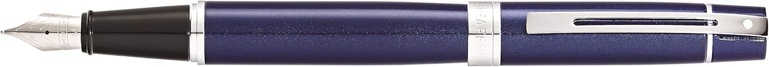 Sheaffer 300 - Refillable fountain pen, fine nib, glossy blue finish, chrome plate trim, E0934143