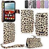 Alcatel One Touch - Cellularvilla Pu Leather Wallet Card Flip Open Pocket Case Cover Pouch For Alcatel One Touch Fierce 2 7040T (Brown Leopard)