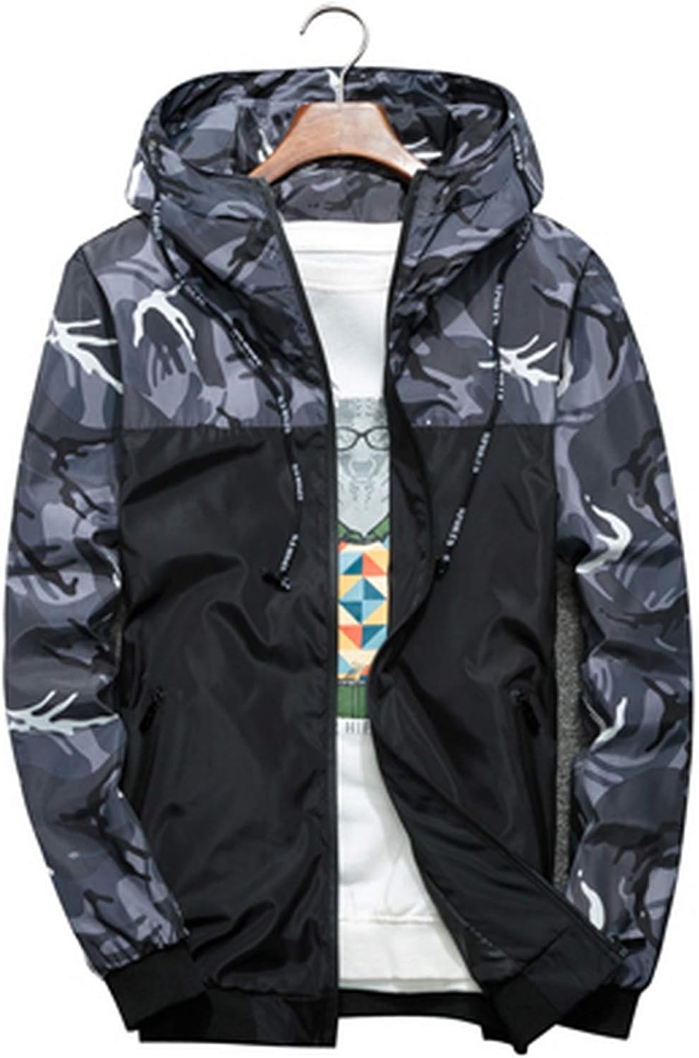 Sweet-Cupid Men's Jackets Spring Autumn Camouflage Military Hooded Coats Casual Zipper Male Thin Windbreaker Mens 6XL