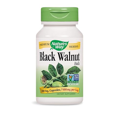 Nature's Way, Black Walnut Hulls (Schwarznussschalen), 500mg, 100 Vegetarische Kapseln