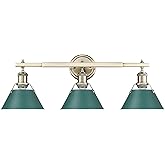 Golden Lighting 3306-BA3 AB Orwell 3 Light 27" Wide Vanity Light - Aged Brass/Pine Green Shades