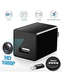 Hidden Camera, WiFi HD 1080P Mini USB Wall Charger Spy Camera, Wireless Indoor Security Nanny Cam with Motion Detection Compatible with iPhone/Android Phone/iPad/PC (Black)