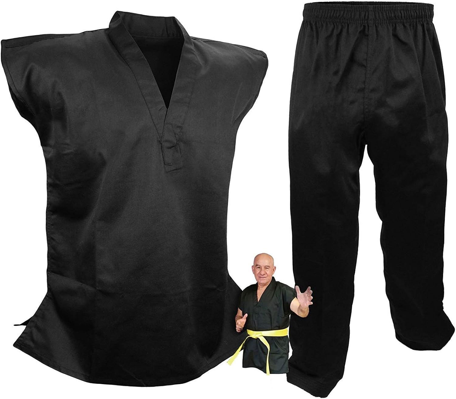 PROWIN1 Sleeveless Martial Arts Uniform Gi Set Black Karate
