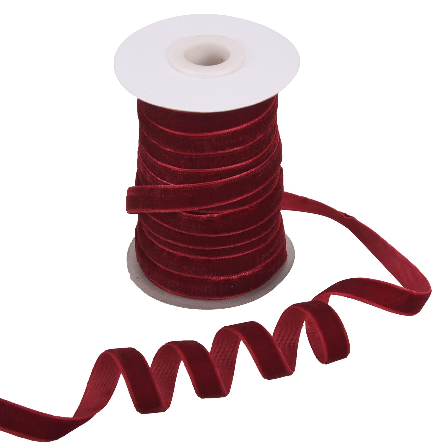 20 Yards Wine Red Velvet Ribbon Crushed Vintage Velvet Ribbons for Choker Gift Wrapping Christmas Festival Packaging (Wine Red, 1cm)