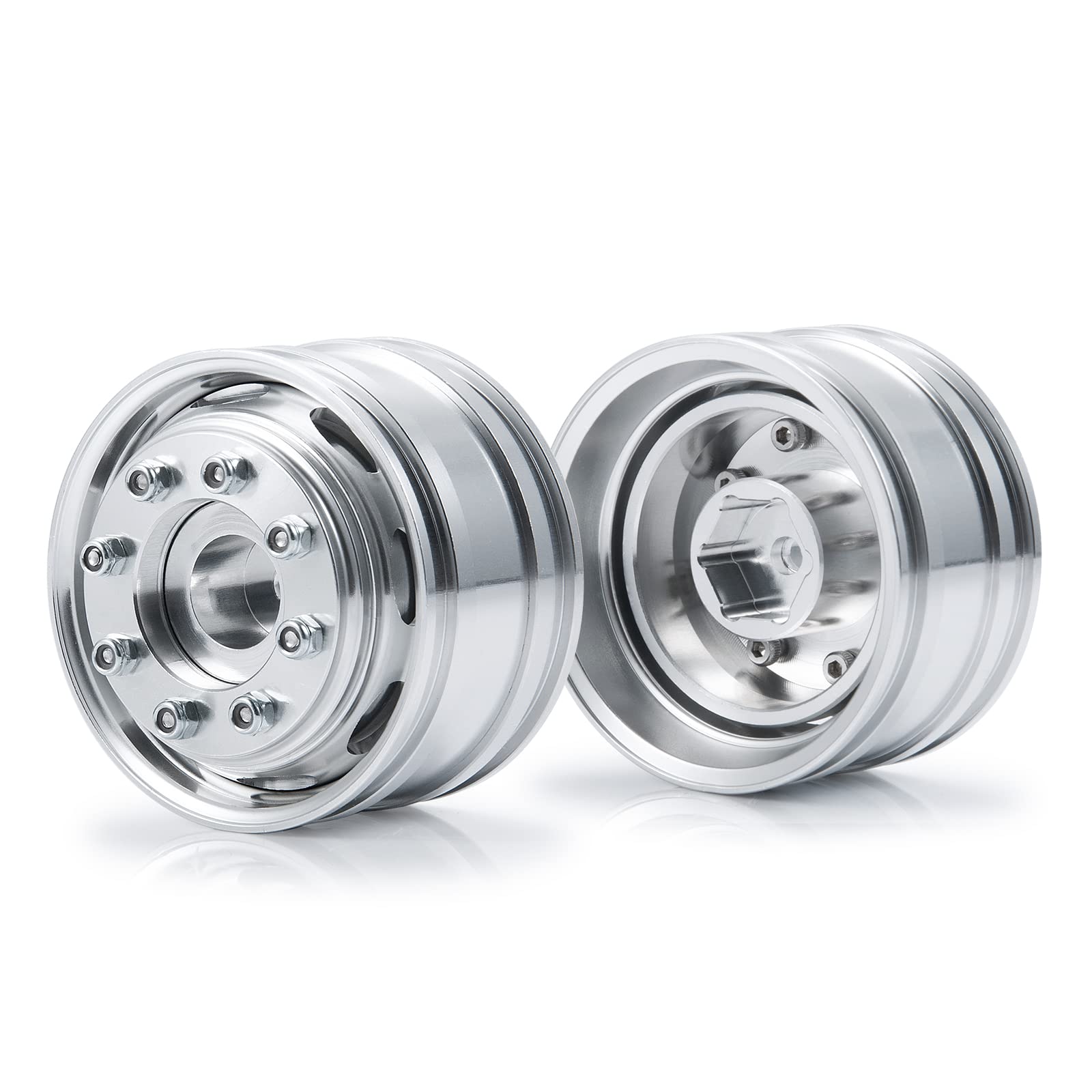 AXspeed 2 pcs Metal Front Wheel Hubs Rims for 1/14 Tamiya Trailer Tractor Truck RC Car Upgrade Parts