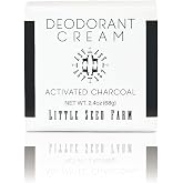 Little Seed Farm All Natural Deodorant Cream - Activated Charcoal, 2.4 oz | Aluminum free deodorant for women or men, 68 grams net weight