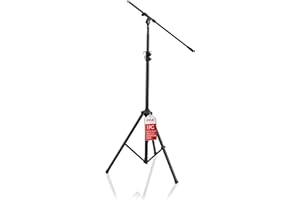 Pyle Heavy Duty Microphone Stand with Boom Arm – Adjustable Height 51”–78”, Telescoping 29.5” Boom, 5/8” Adapter, Studio & St