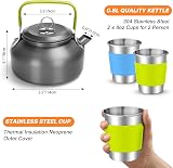 Odoland Camping Cookware Set with Foldable Stove Non Stick Pot Pan Kettle 15pcs view 4