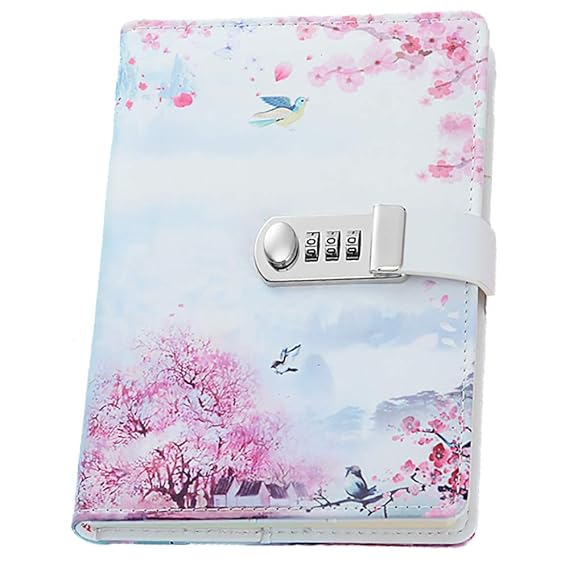 Lirener PU Lederbuch A5 Tagebuch Notizbuch Notebook Skizzenbuch Journal Planer Organizer, Geheimnis ausgekleidet Password Tag