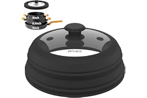 FPVIER Microwave Splatter Cover, Vented Silicone and Glass Cover Splatter Guard Lid, Food Collapsible Plate Cover Lid with Easy Grip Handle, Anti-Splatter Lid Fits 6-7- 8-9- 10-11 inch Plates & Bowls.