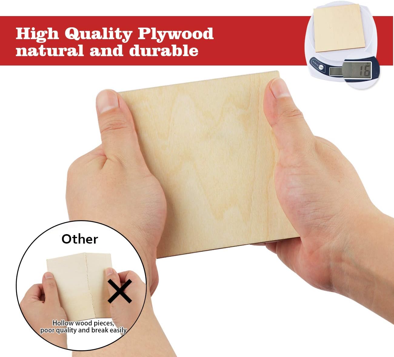 ilauke Unfinished Wood Pieces 50 Pcs 4 Inch Square Blank Wood Natural