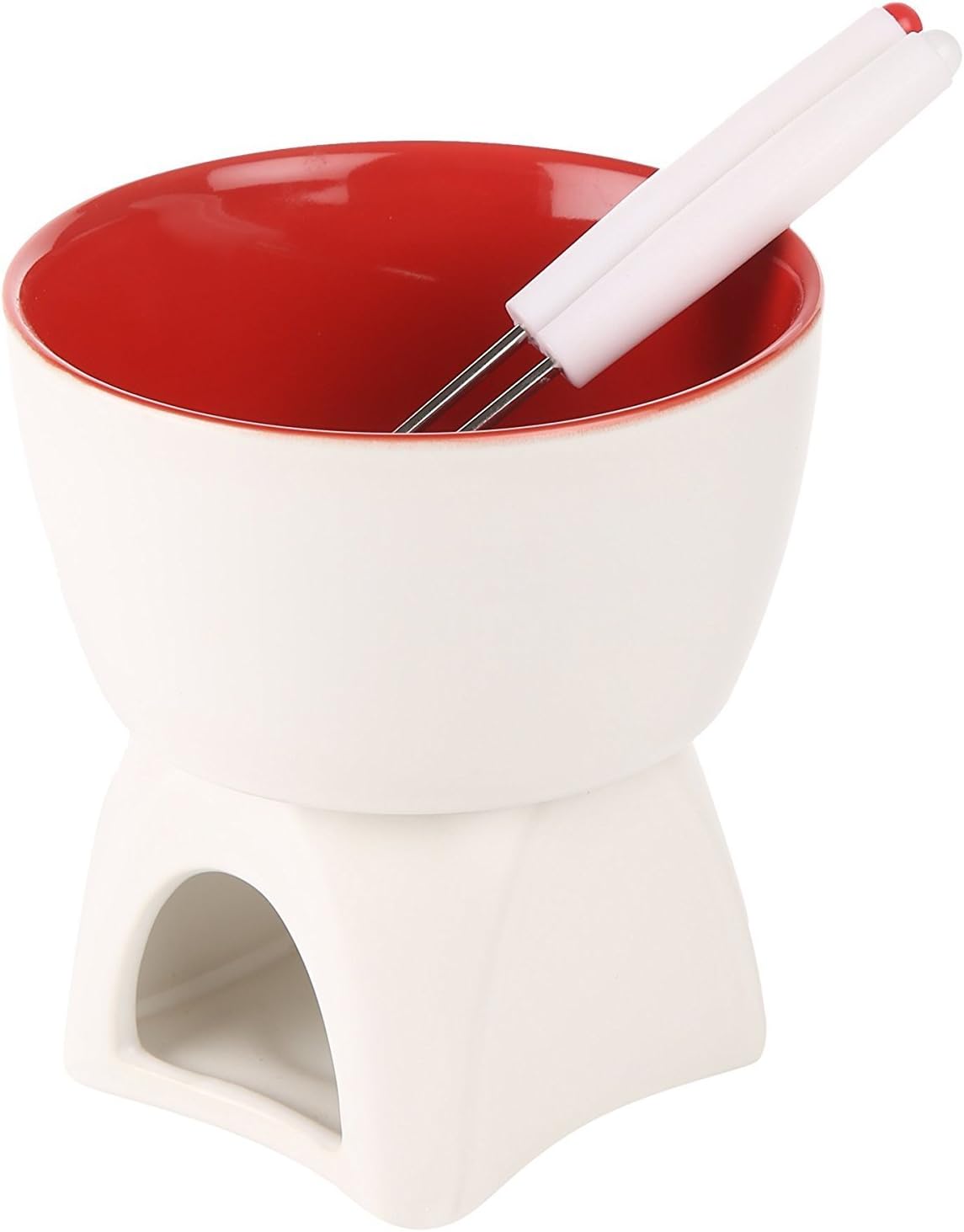 JAGANI Ceramic Fondue Set With Fork- White