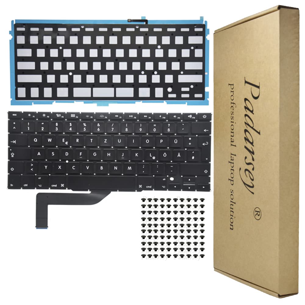 Pardarsey Laptop Keyboard Notebook Keyboard German QWERTZ DE for MacBook Pro 15 Inch A1398 2013 2014 2015 Retina W/Screws with Illuminated Backlight