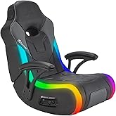 X Rocker G-Force RGB LED Video Gaming Floor Chair with Armrests, Built-In Audio via Wireless Bluetooth, Foldable, Vegan Leath