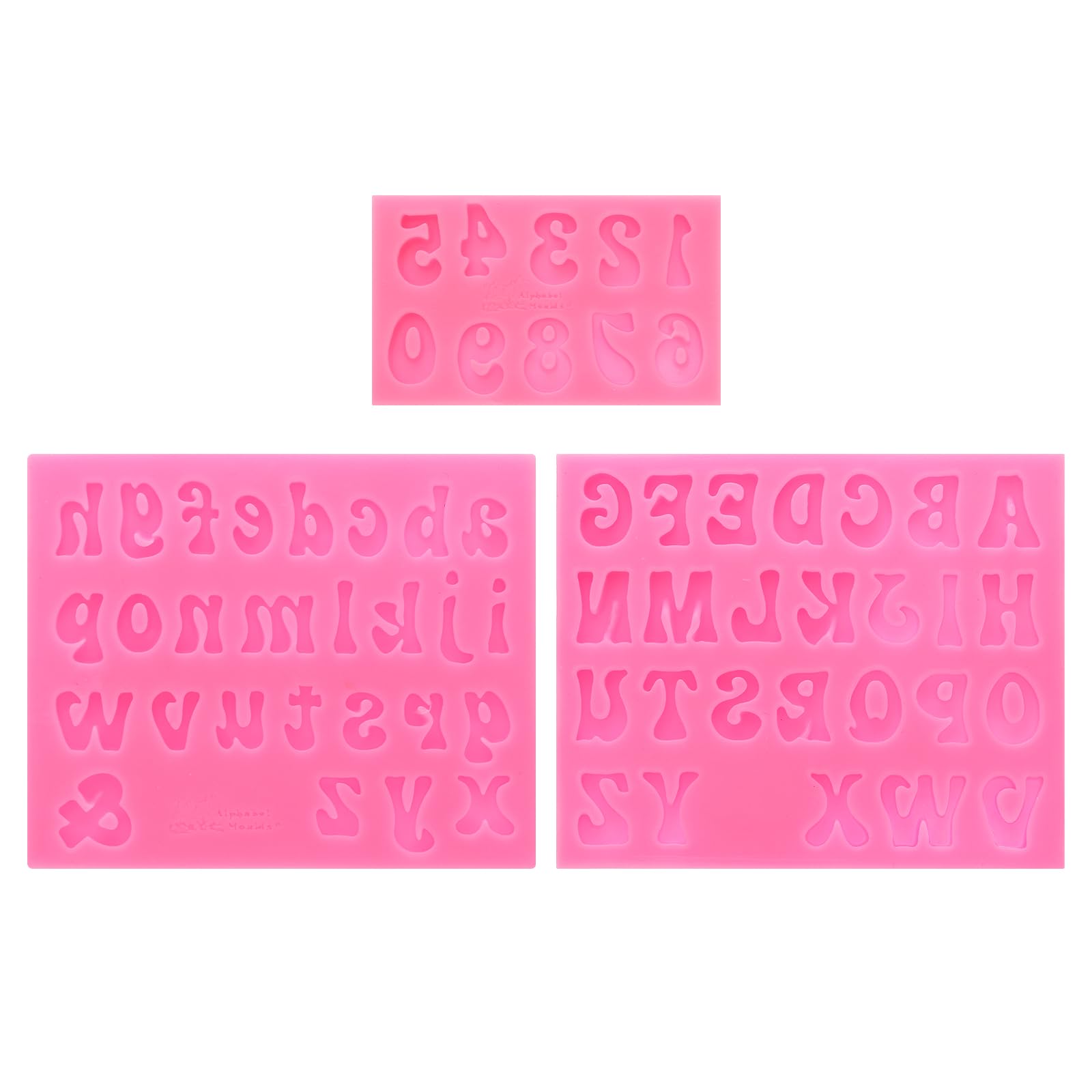 PATIKIL 3PCS Polymer Clay Mold, Clay Mold Fondant Mold Letter Number Mold Silicone Rose for Crafts Air Dry DIY Cake Chocolate Candy Sugar Baking, Pink